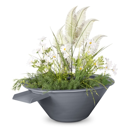 The Outdoor Plus 30 Round Cazo Planter & Water Bowl - Powder Coated Metal - Gray - OPT-R30PCPW-GRY